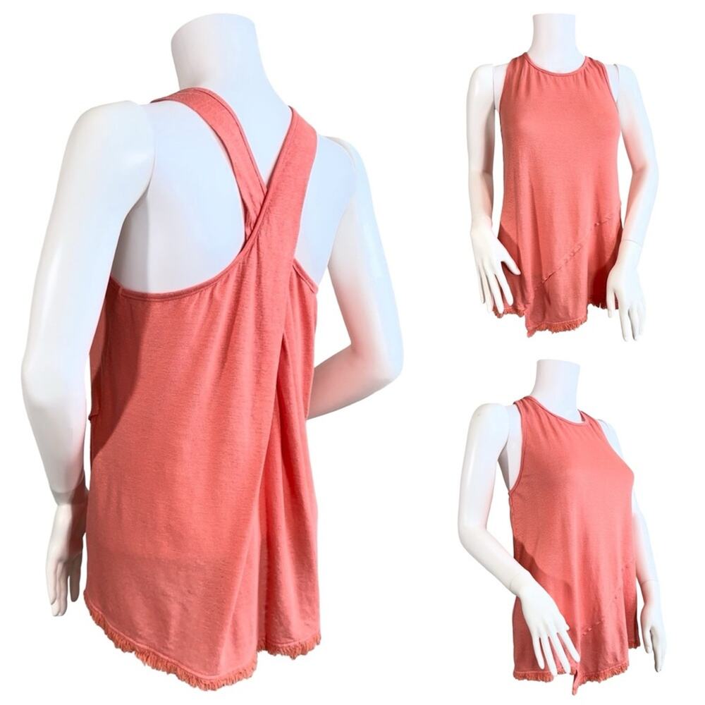 Red Haute Coral Fringe Faux Wrap Tank SZ M $89